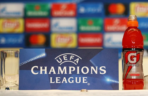 UEFA Champions League Dynamo Kyiv przeciwko Napoli: przedmeczowych, Konferencja prasowa — Zdjęcie stockowe