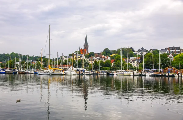 Vew of harbour in Flensburg city, Germany — Stock Photo, Image