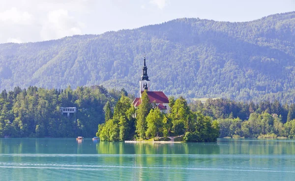 Slovenya Nın Bled Gölü Ndeki Bled Island Blejski Otok Meryem — Stok fotoğraf