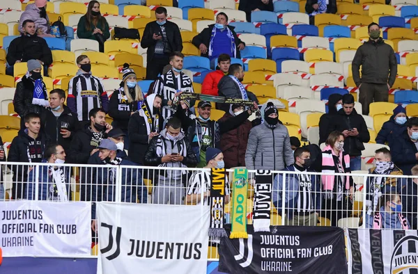 Kyiv Ukraine Ekim 2020 Juventus Taraftarları Uefa Şampiyonlar Ligi Maçında — Stok fotoğraf