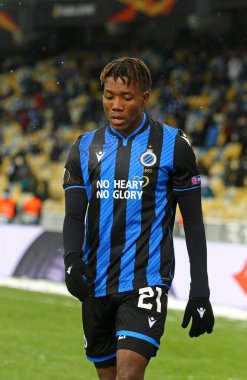 KYIV, UKRAINE - FEBRUARY 18, 2021: Portrait of player David Okereke of Club Brugge seen during the UEFA Europa League game against Dynamo Kyiv at NSC Olimpiyskyi stadium in Kyiv