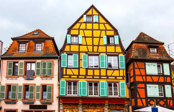 Old Traditional Colorful Half Timbered Houses Colmar Elsace Region France — стоковое фото