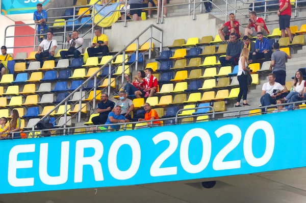 Bukaresz Rumunia Czerwca 2021 Logo Uefa Euro 2020 Tablicy Dekoracyjnej — Zdjęcie stockowe