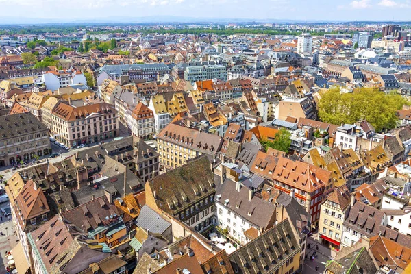 Letecký Pohled Staré Město Štrasburku Grand Est Francie Štrasburská Katedrála — Stock fotografie