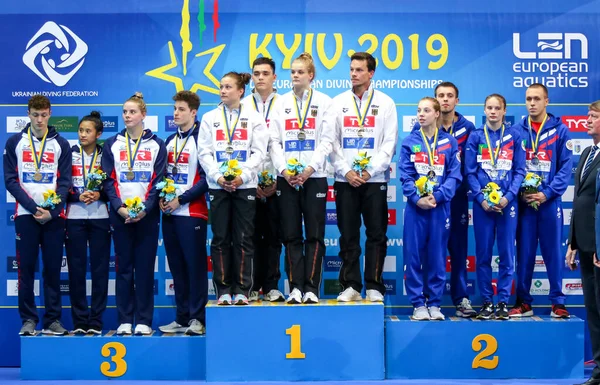 Kyiv Ucrania Agosto 2019 Medallistas Del Evento Equipo Final Del — Foto de Stock