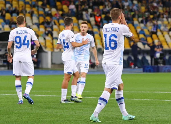 Kyiv Ukraine Září 2021 Dynamo Kyjev Hráči Reagovat Během Utkání — Stock fotografie
