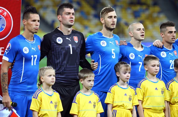 UEFA euro 2016 kwalifikujących gry Ukrainy Słowacji vs — Zdjęcie stockowe