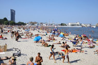 Kalabalık Belediye plaj Gdynia, Baltık Denizi, Polonya