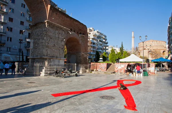 Dünya AIDS günü sokaklarda Thessaloniki, Yunanistan — Stok fotoğraf