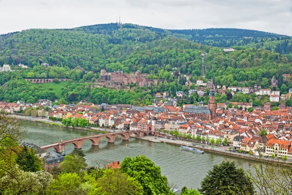 Heidelberg eski şehir, Almanya havadan görünümü — Stok fotoğraf