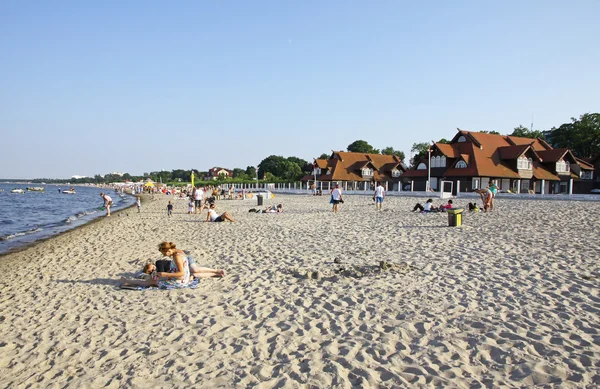 Praia em Sopot, Mar Báltico, Polónia — Fotografia de Stock