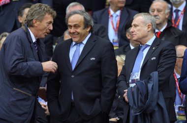 Zbigniew Boniek, Michael Platini and Hryhoriy Surkis