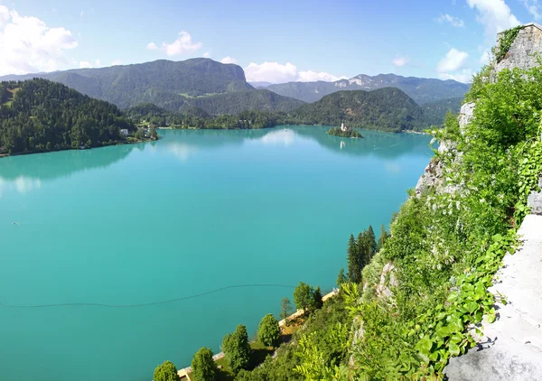 Panoramiczny widok na jezioro bled, Słowenia — Zdjęcie stockowe