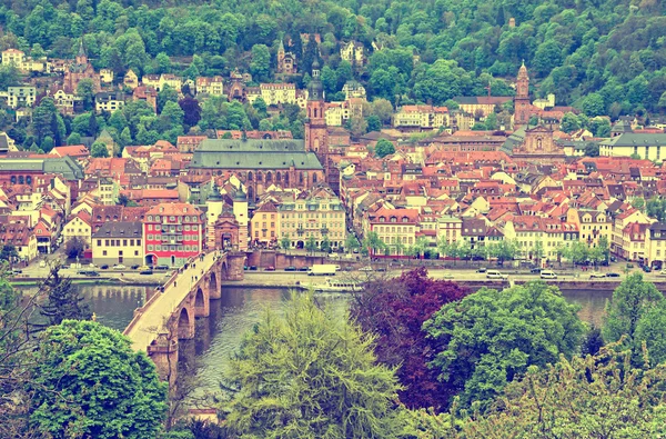 Letecký pohled na staré město Heidelberg, Německo — Stock fotografie