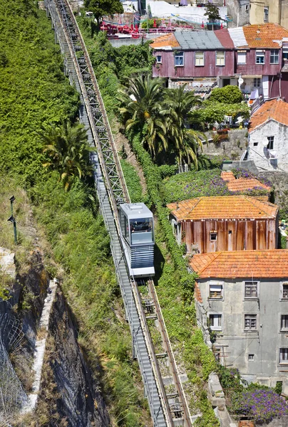 Funicular dos Guindais and picturesque houses in historic centre — Stock Photo, Image