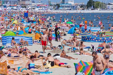 Kalabalık Belediye plaj Gdynia, Baltık Denizi, Polonya