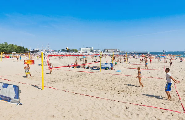 Gemeentelijke strand in Gdynia, Oostzee, Polen — Stockfoto