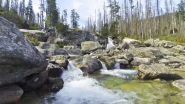 Şelaleler Studeny potok Nehri Tatry dağlara, Slovakya