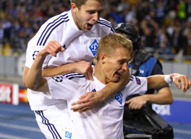 Artem Kravets and Vitaliy Buyalskiy of FC Dynamo Kyiv