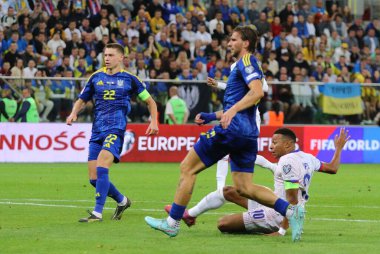 Wroclaw, Polonya - 5 Eylül 2025: Kylian Mbappe (in White), Wroclaw 'daki Tarczynski Arena' da Ukrayna 'ya karşı oynanan 2026 Dünya Kupası' nda gol attı.