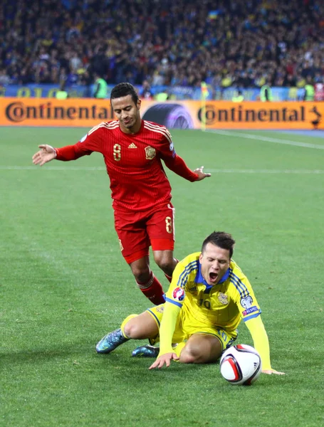 Чемпионат Европы по футболу 2016: квалификационный раунд Украина - Испания — стоковое фото