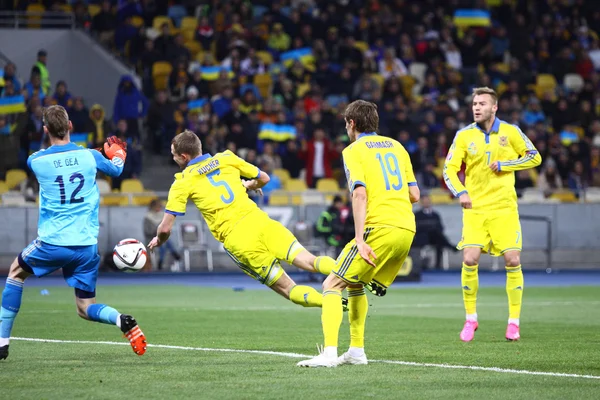 UEFA EURO 2016 Qualifying round game Ukraine vs Spain — стокове фото