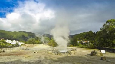 Sıcak termal Furnas Köyü, Sao Miguel Island, Azores, Portekiz