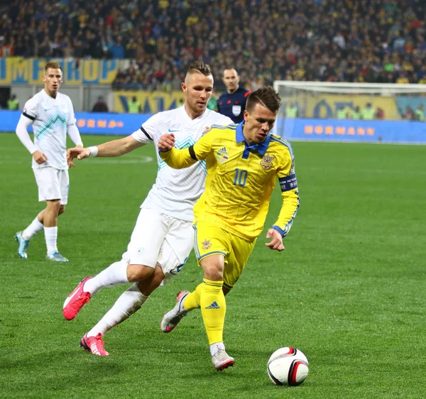 UEFA EURO 2016 Play-off game Ukraine vs Slovenia — Stock Photo, Image