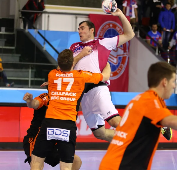 Handbal spel Motor Zaporozhye vs Kadetten Schaffhausen — Stockfoto