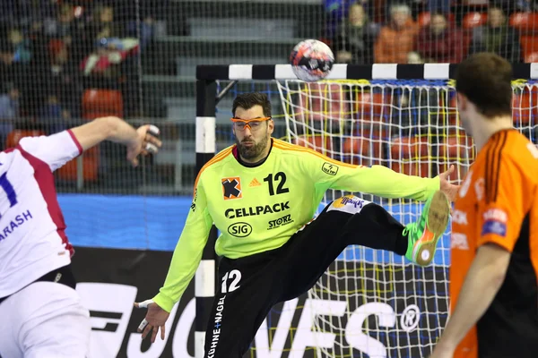 Handbal spel Motor Zaporozhye vs Kadetten Schaffhausen — Stockfoto