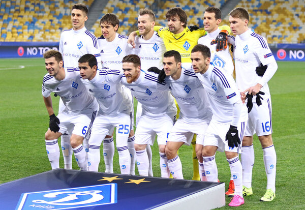 FC Dynamo Kyiv players pose for a group photo
