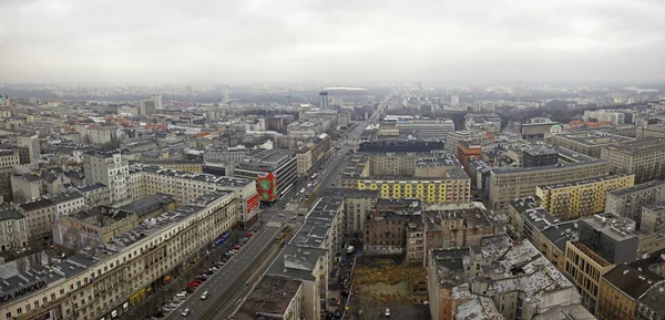 Flybilde av sentrum i Warszawa, Polen – stockfoto