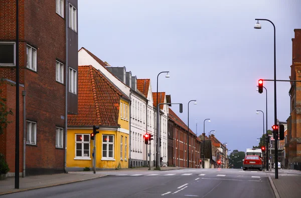 Morning view of streets in Fredericia city, Denmark — Stock Photo, Image