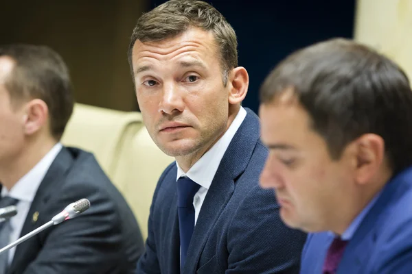 Press-conference of Head coach of National Football team of Ukra — Stock Photo, Image