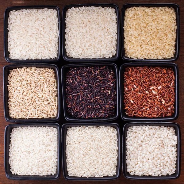Различные типы риса — стоковое фото