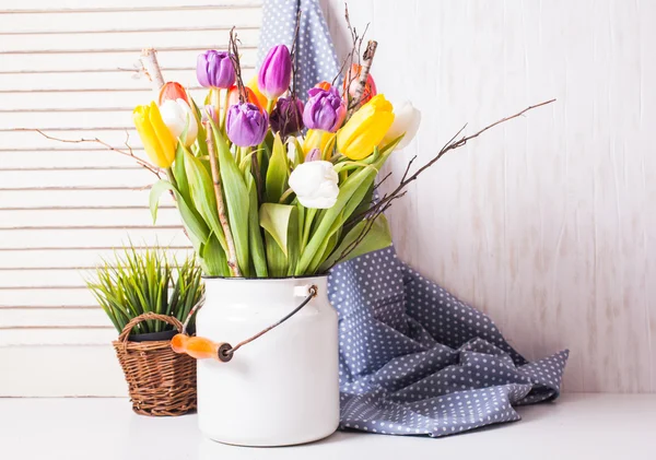 Color tulips in the cane — Stock Photo, Image