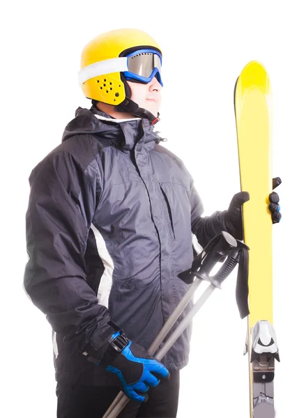 Esquiador isolado em branco — Fotografia de Stock