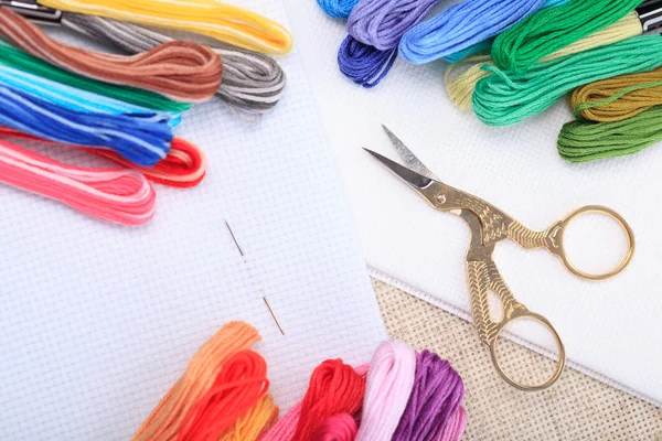 Embroidery floss and needle — Stock Photo, Image