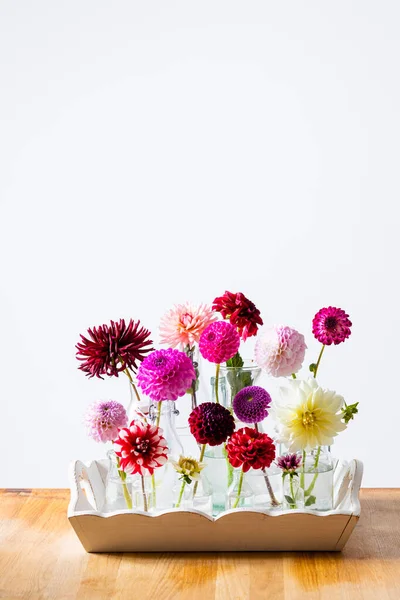 ヴィンテージスタイルで部屋を飾るために美しいdahlias — ストック写真