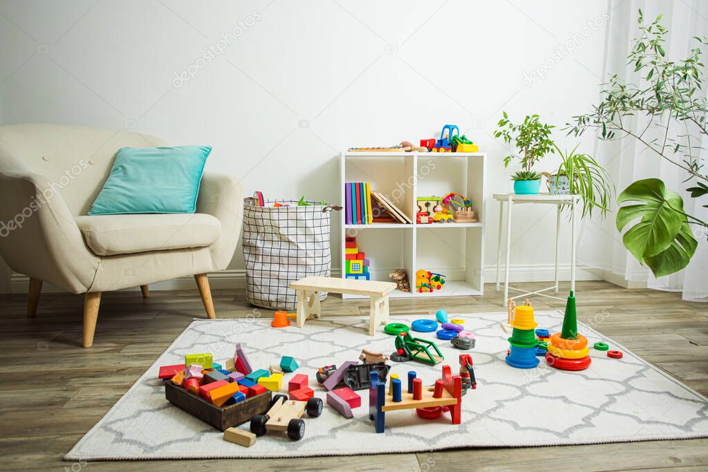 Interior of daycare room in light natural colours