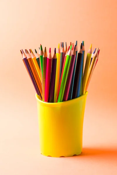 The pile of wooden colored pencils for drawing — Stock Photo, Image