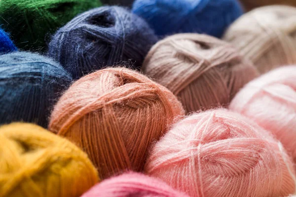 Trendy palette of colorful yarn wool for handmade — Fotografia de Stock