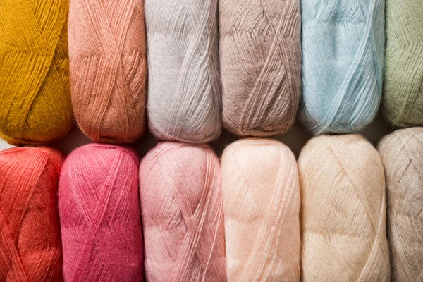 The multicolored fluffy threads for knitting warm clothes — Stock Photo, Image