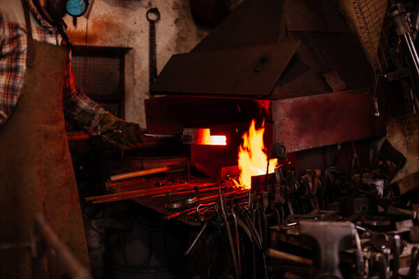 Fire of blacksmith in the blacksmiths workshop.