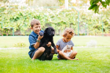 Kardeşleriyle evcil hayvanları arasındaki yakın ilişki.