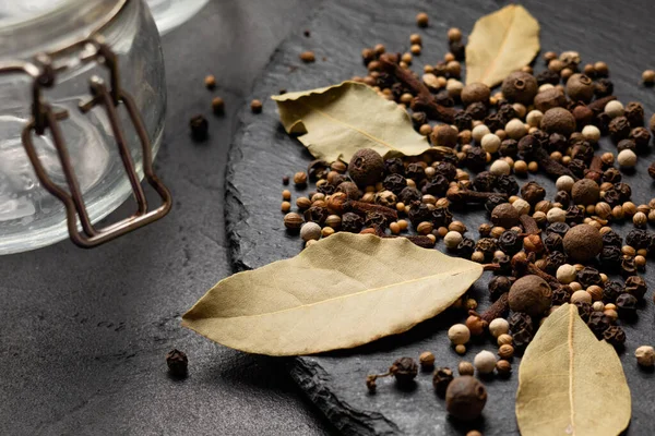 Spices ingredients for pickling vegetables. Concept culinary recipe preservation — Stock Photo, Image