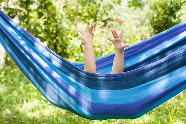 Little girl on hammock — Stock Photo, Image