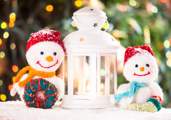 Knitted snowmen — Stock Photo, Image