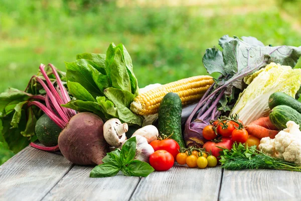 Vegetables on wooden table — Stock Photo, Image