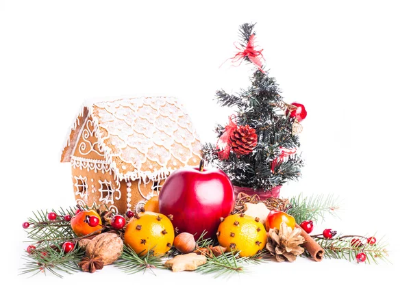 Gingerbread house and decor — Stock Photo, Image